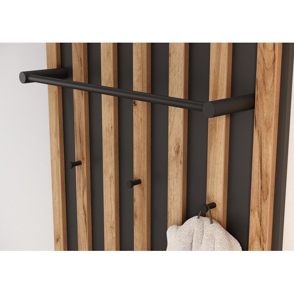 Věšákový panel v dekoru dubu v antracitovo-přírodní barvě 64x148x14 cm Renell – Germania-image-3