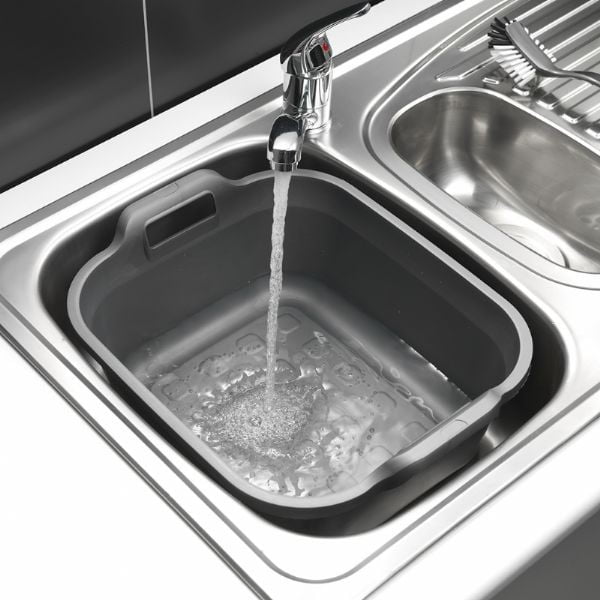 Kovově šedý plastový lavor se dvěma uchy Addis, 39 x 32 x 14 cm-image-1