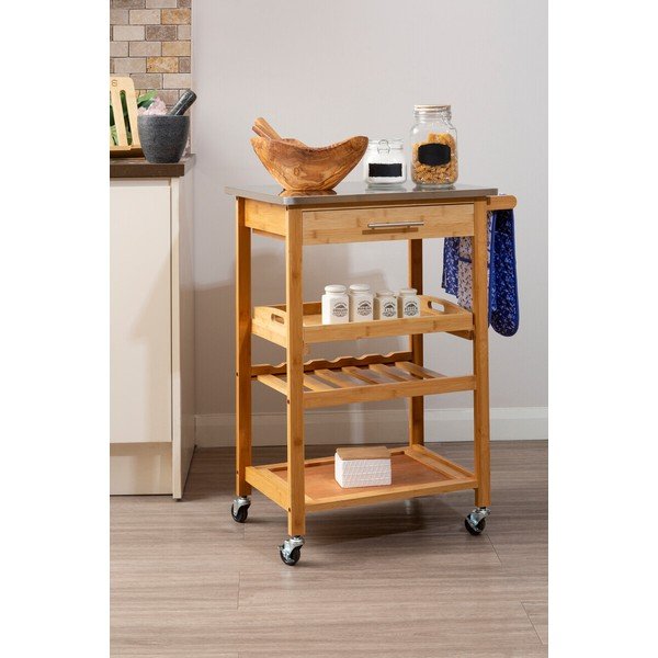 Bambusový servírovací stolek na kolečkách 41x58 cm Harlow – Premier Housewares-image-1