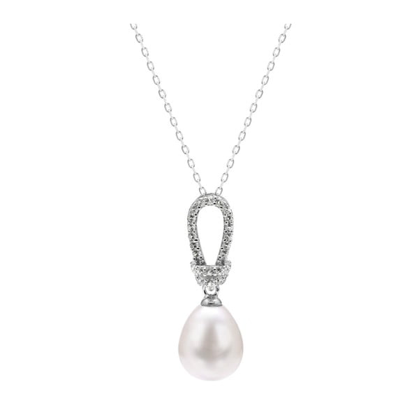 Stříbrný náhrdelník s bílou perlou a safíry GemSeller Emiel