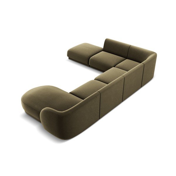 Zelená sametová rohová pohovka (levý roh/do "U") Miley  – Micadoni Home-image-4