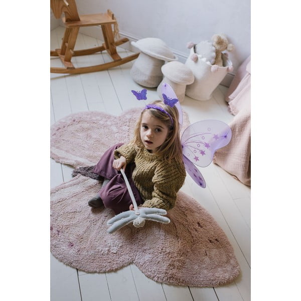 Světle růžovo-béžový pratelný ručně tkaný bavlněný dětský koberec 90x120 cm Baby Butterfly – Lorena Canals-image-3