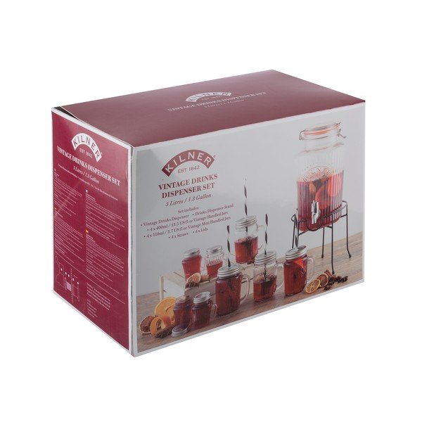 Sada nápojového automatu a 8 sklenic Kilner Vintage-image-1
