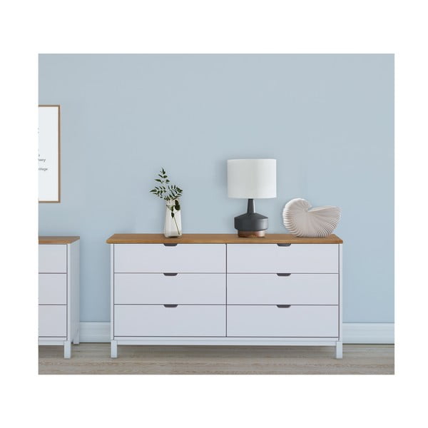 Bílá nízká komoda z borovicového dřeva 150x75 cm Post – Støraa-image-1