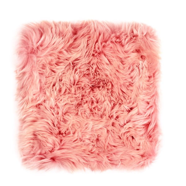 Růžový podsedák z ovčí kožešiny na jídelní židli Royal Dream Zealand, 40 x 40 cm
