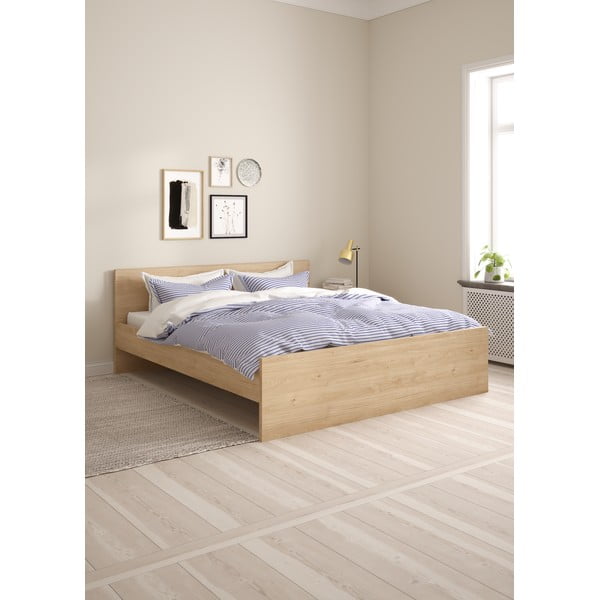 Dvoulůžková postel v dekoru dubu bez roštu 180x200 cm v přírodní barvě Naia – Tvilum-image-1