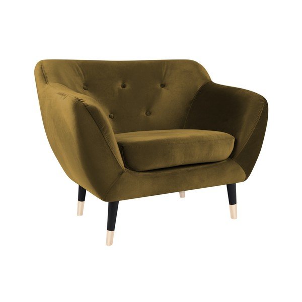 Hořčicově žluté křeslo s černými nohami Mazzini Sofas Amelie-image-2