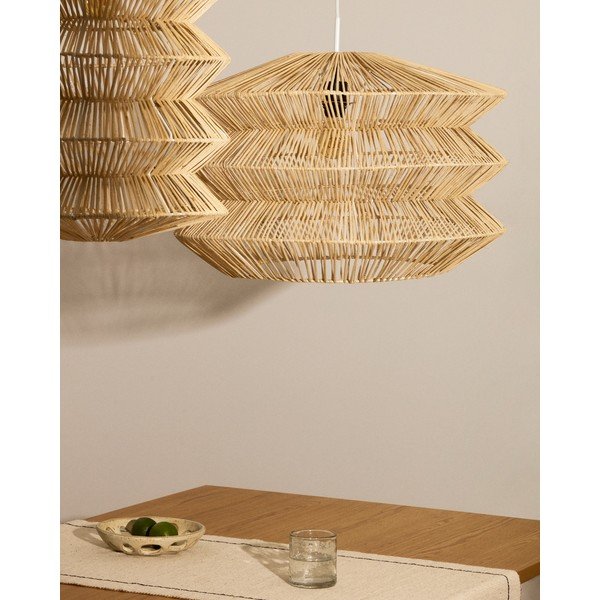 Závěsné svítidlo v přírodní barvě s ratanovým stínidlem Dakit – Kave Home-image-3