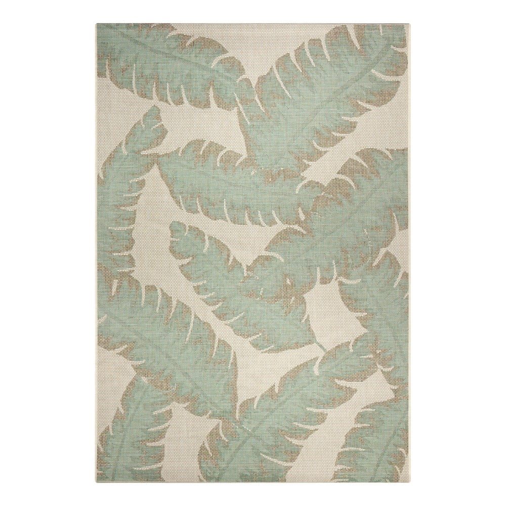 Zeleno-béžový venkovní koberec Ragami Leaf, 70 x 140 cm