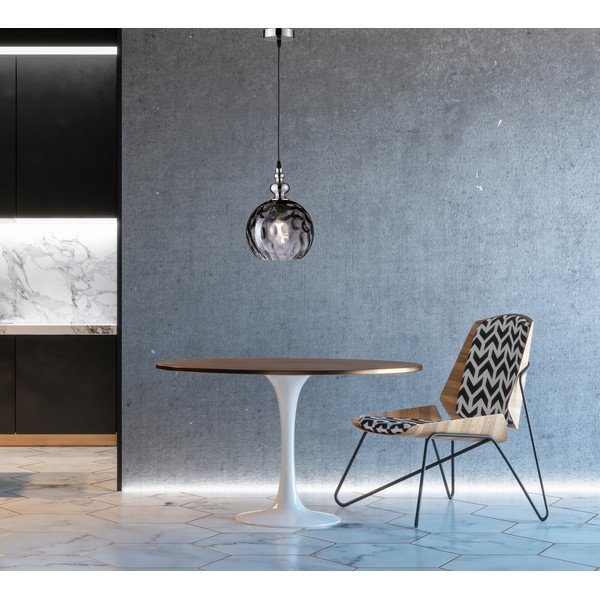 Černé závěsné svítidlo se skleněným stínidlem Uller – Fischer & Honsel-image-1