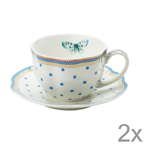 Porcelánový šálek s podšálkem Dottie od Lisbeth Dahl, 2 ks