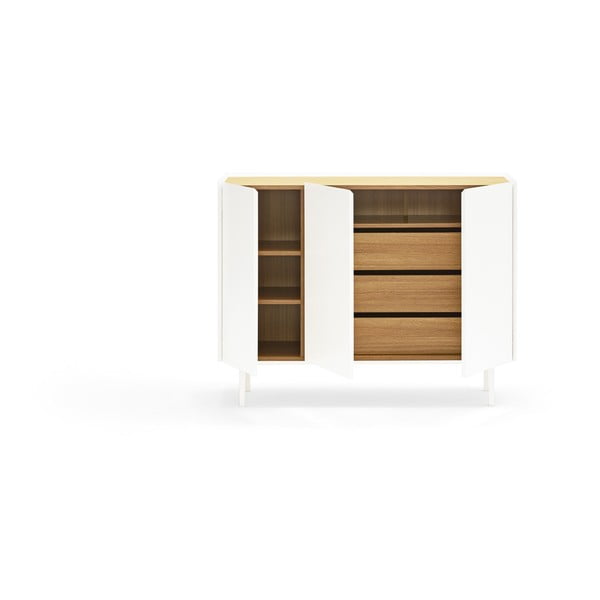 Bílá nízká komoda v dekoru dubu 110x85 cm Arista – Teulat-image-4