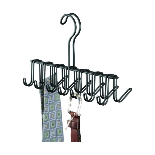 Černý kovový věšák na kravaty a opasky iDesign Classico, 17 x 25 cm-image-2