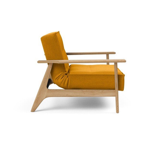 Oranžové rozkládací křeslo s dřevěnými područkami Innovation Splitback-image-4