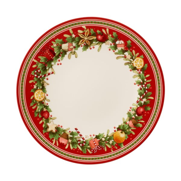 Červeno-bílý porcelánový vánoční talíř Winter Bakery Delight Villeroy&Boch, ø 27 cm