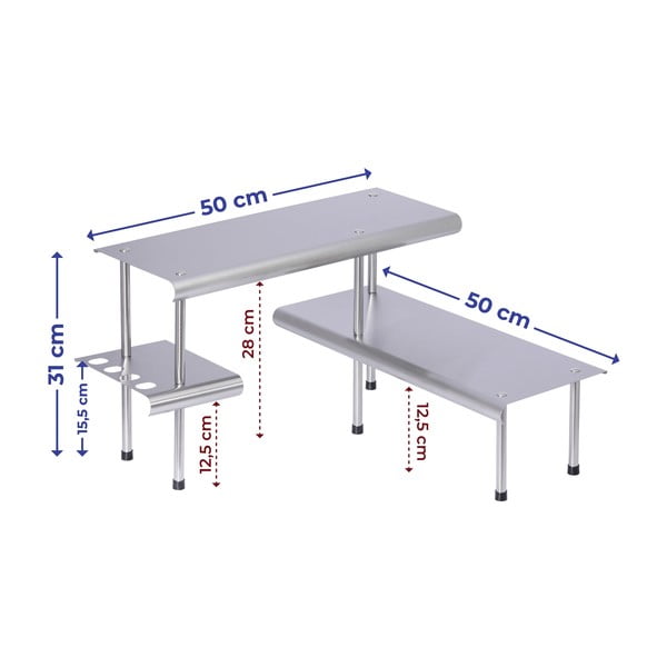 Přídavná polička z nerezové oceli Massivo - Maximex-image-3