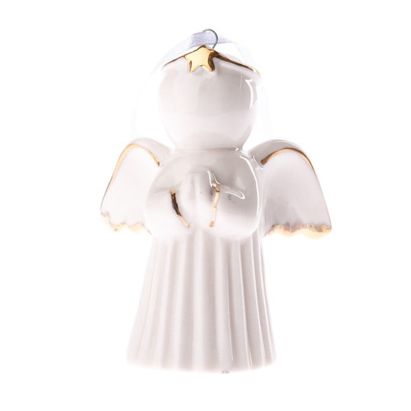 Bílý porcelánový závěsný anděl Dakls, výška 6 cm