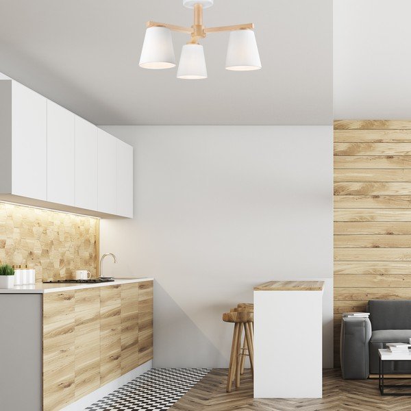 Bílé stropní svítidlo s textilním stínidlem ø 15 cm Ellie – LAMKUR-image-1