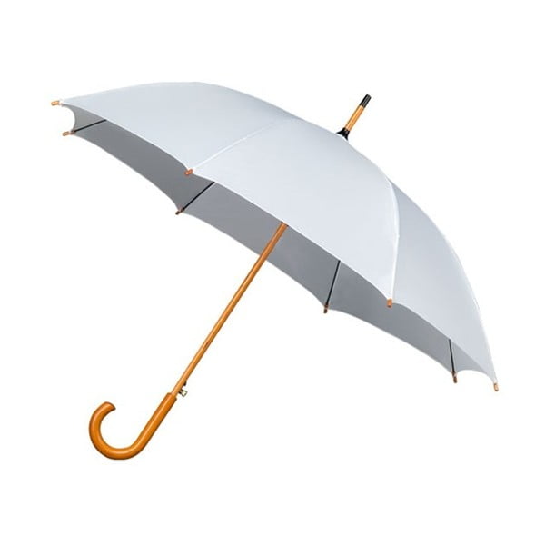 Bílý deštník s dřevěným madlem Ambiance Wooden, ⌀ 102 cm