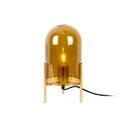 Hořčicově žlutá skleněná stolní lampa Leitmotiv Bell, výška 30 cm