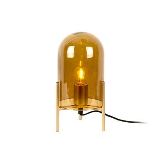 Hořčicově žlutá skleněná stolní lampa Leitmotiv Bell, výška 30 cm