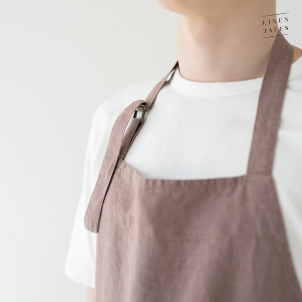 Starofialová lněná zástěra Linen Tales Chef, délka 100 cm-image-1