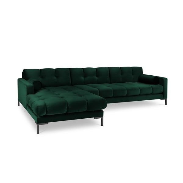Tmavě zelená sametová rohová pohovka Cosmopolitan Design Bali, levý roh-image-2