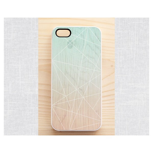 Obal na iPhone 5, Ombre mint geometric wood/white