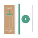 Silikonové brčko s čistícím kartáčkem/s víčkem Frosted Green – Muuki