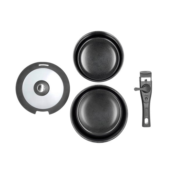 Hliníková sada rendlíků  s nepřilnavým povrchem s odnímatelnou rukojetí a pokličkou 2 ks  2,4 l – Holm-image-2