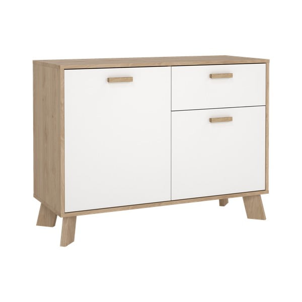 Bílá/v přírodní barvě komoda v dekoru dubu 99x73x39 cm Ikast – Tvilum-image-4