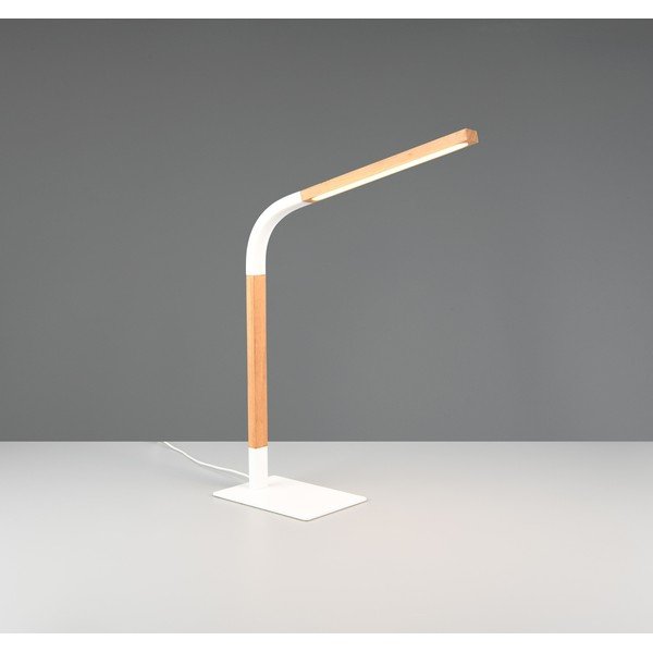 LED stmívatelná stolní lampa v bílé a přírodní barvě s dřevěným stínidlem (výška 73,5 cm) Norris – Trio-image-1