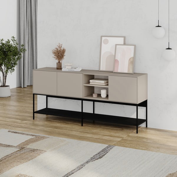 Černo-krémová komoda 180x80x40 cm Amira – Marckeric-image-2