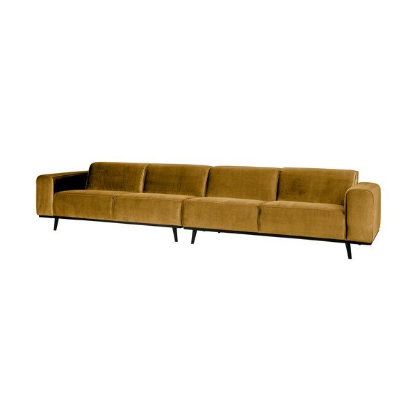 Medově žlutá sametová pohovka BePureHome Statement, 372 cm-image-1