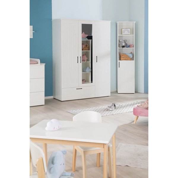 Bílá dětská šatní skříň se zrcadlem 139x190 cm Sylt – Roba-image-4