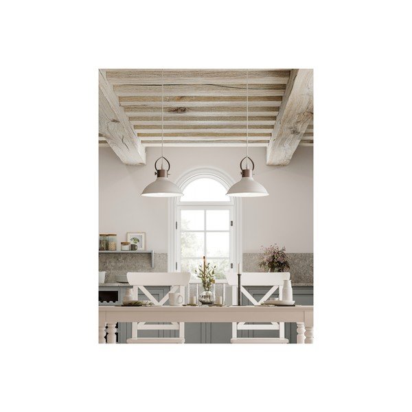 Bílé závěsné svítidlo s kovovým stínidlem Mees – GTV-image-1