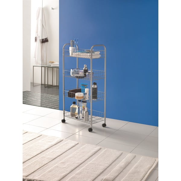 Kovový pojízdný regál ve stříbrné barvě 41x84 cm Ascona – Metaltex-image-2