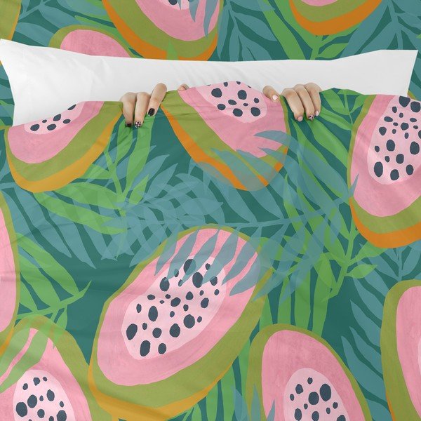 Zeleno-růžový povlak na peřinu na jednolůžko 140x200 cm Papaya – Aware-image-4