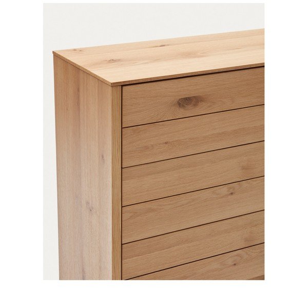 Vysoká komoda v dekoru dubu v přírodní barvě 100x97 cm Alguema – Kave Home-image-4