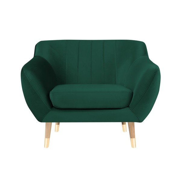 Tmavě zelené sametové křeslo Mazzini Sofas Benito