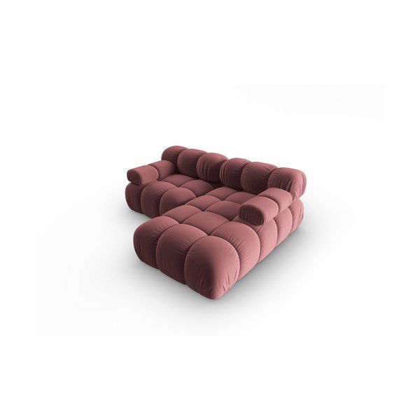 Růžová sametová rohová pohovka (pravý roh) Bellis – Micadoni Home-image-4