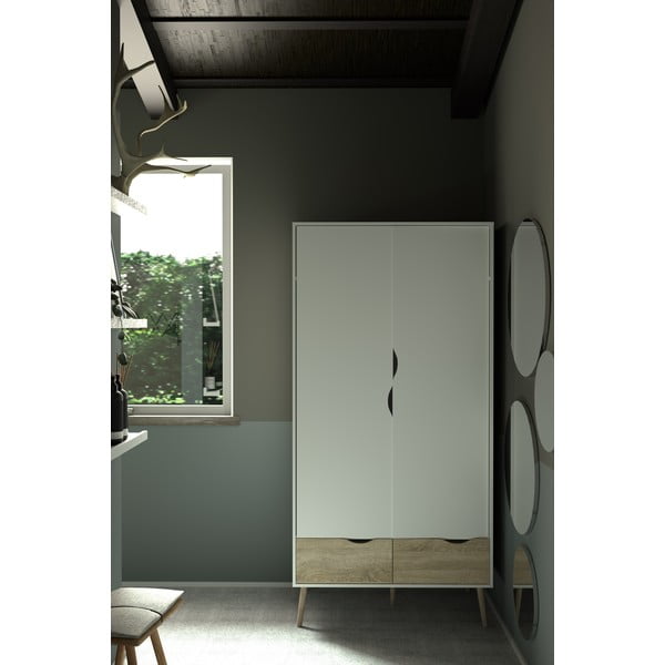 Bílá šatní skříň 99x200 cm Oslo - Tvilum-image-1