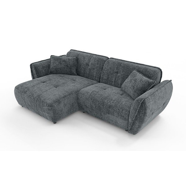 Tmavě šedá žinylková rohová pohovka (levý roh/s lenoškou) Nelia – Ropez-image-2