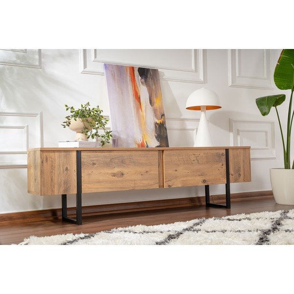 TV stolek v dekoru borovice v přírodní barvě 180x50x29,5 cm Serenity – Kalune Design-image-1