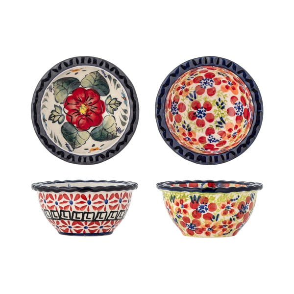 Červené servírovací misky v sadě 2 ks z kameniny 95 ml Florist – Bloomingville