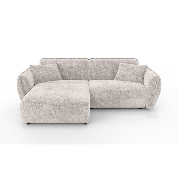 Béžová žinylková rohová pohovka (levý roh/s lenoškou) Nelia – Ropez