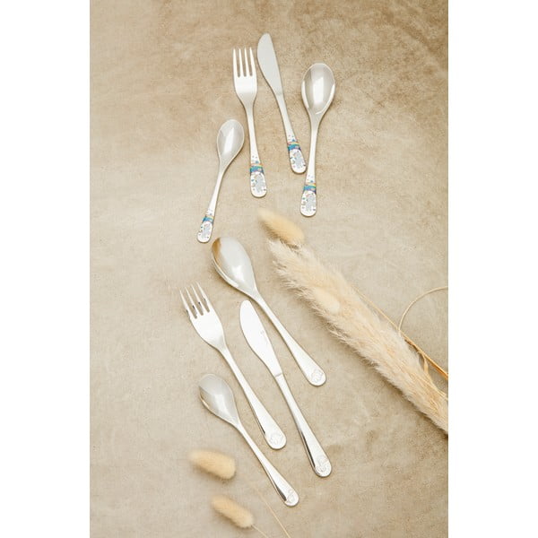 Nerezový dětský příbor ve stříbrné barvě 4 ks Unicorn – Zilverstad-image-1