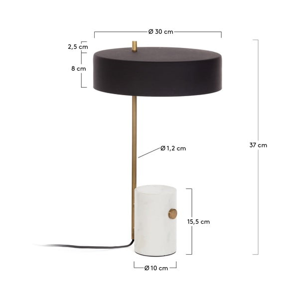 Bílo-černá stolní lampa s kovovým stínidlem (výška 53 cm) Phant – Kave Home-image-3