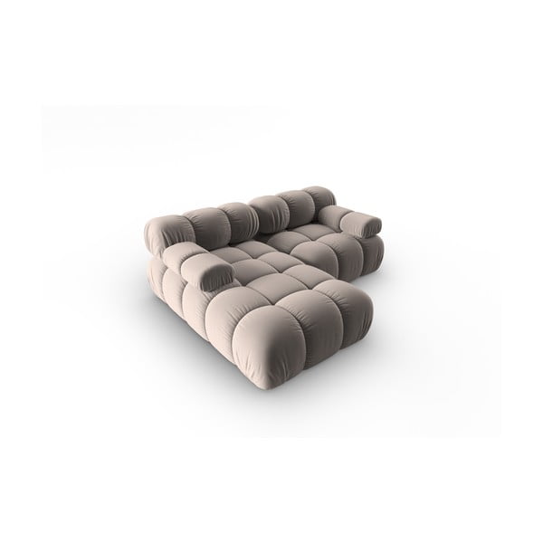 Světle hnědá sametová modulární rohová pohovka (levý roh) Bellis – Micadoni -image-4