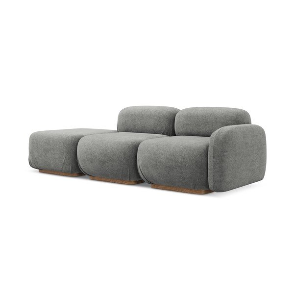 Šedá lenoška z textilie bouclé (levý roh) Ailani – Makamii-image-1